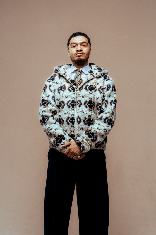 All season white zip fleece